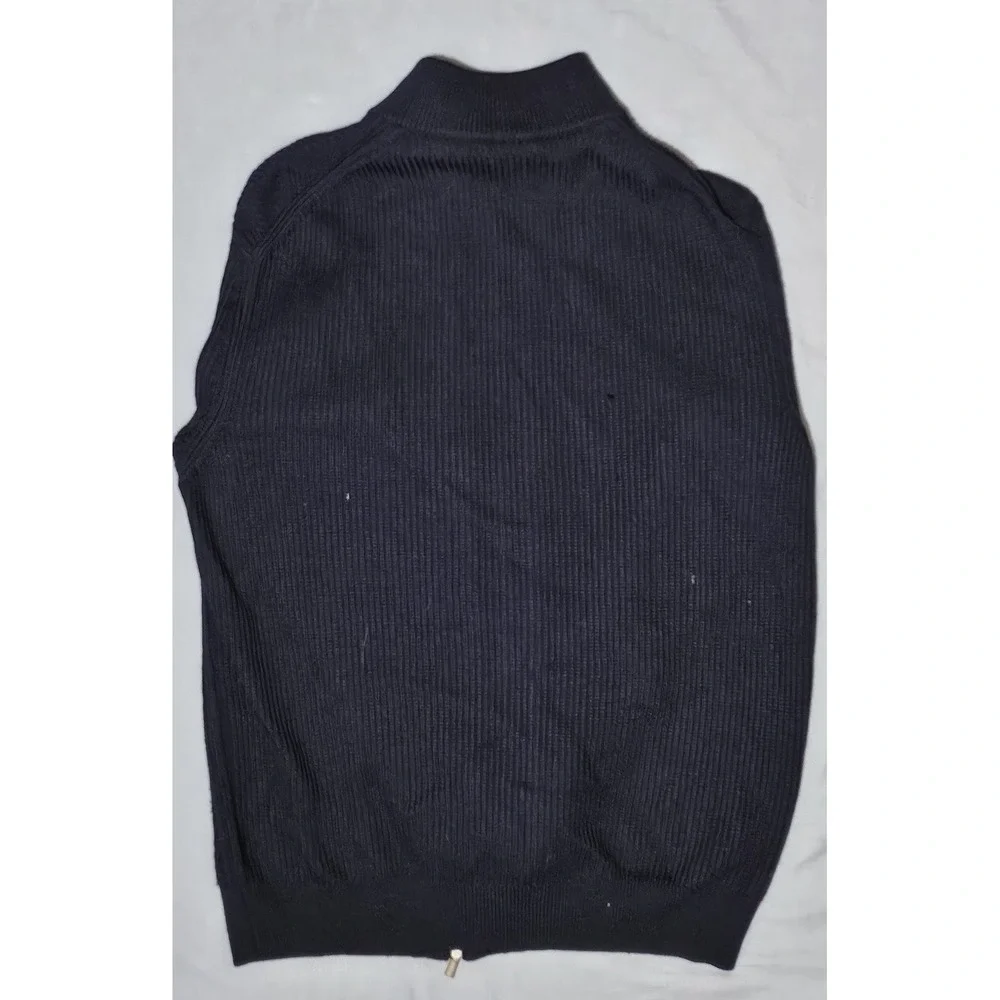 Dalmine Sweater Mens 56 Navy Blue Full Zip Italian Extra Fine‎ Merino Wool Knit